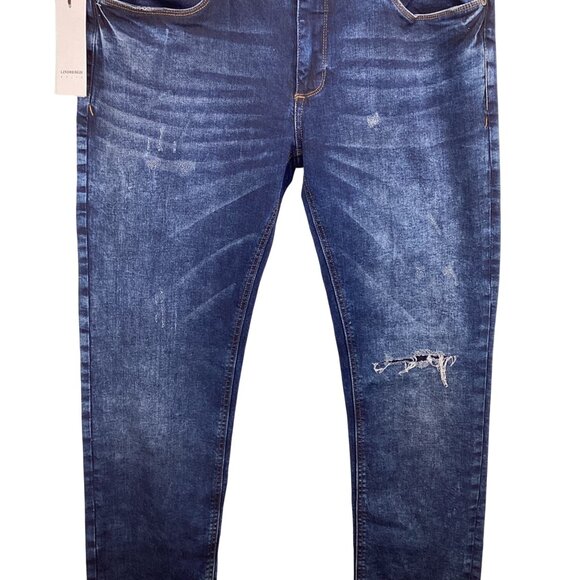Lindbergh White Mens London Slim Fit Jeans Size 38x34 NWT Distressed Blue‎ Denim - Picture 3 of 10